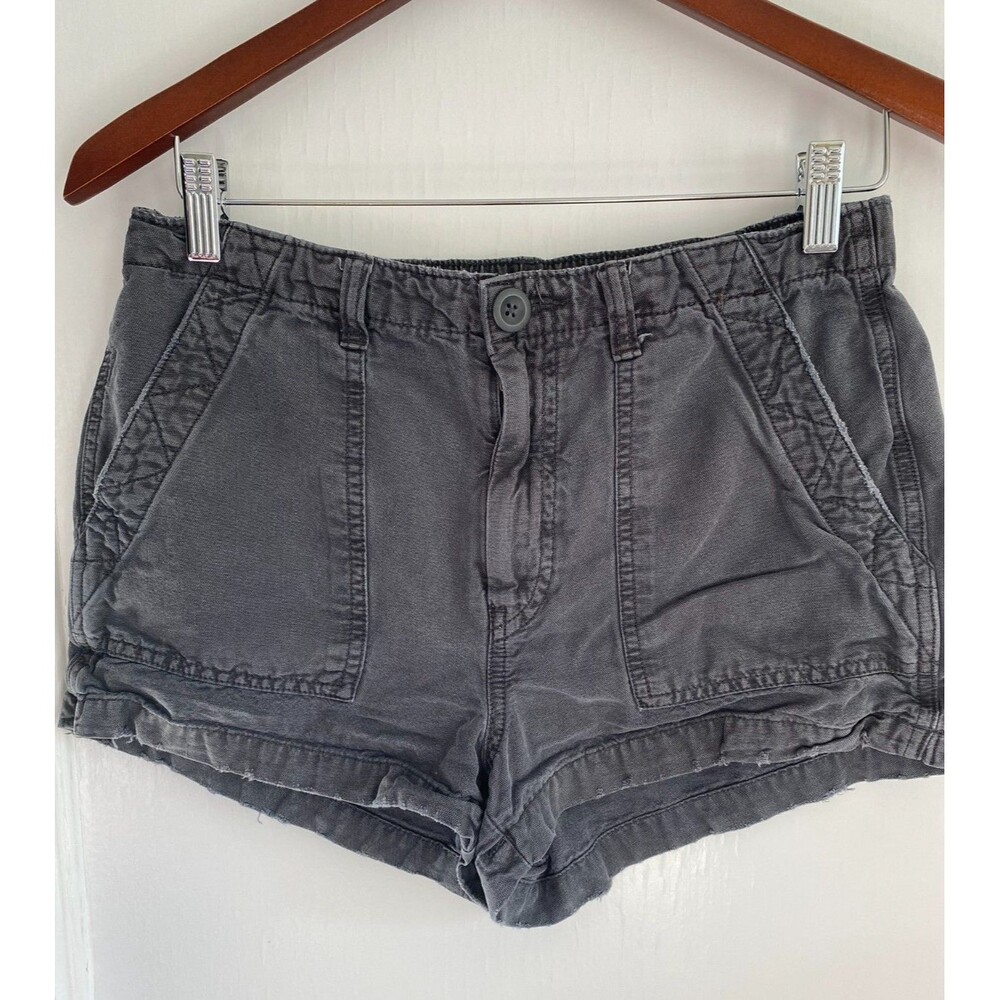 Aerie Shorts Size S Washed Black Low Rise Cargo Shorty Non Stretch Pockets